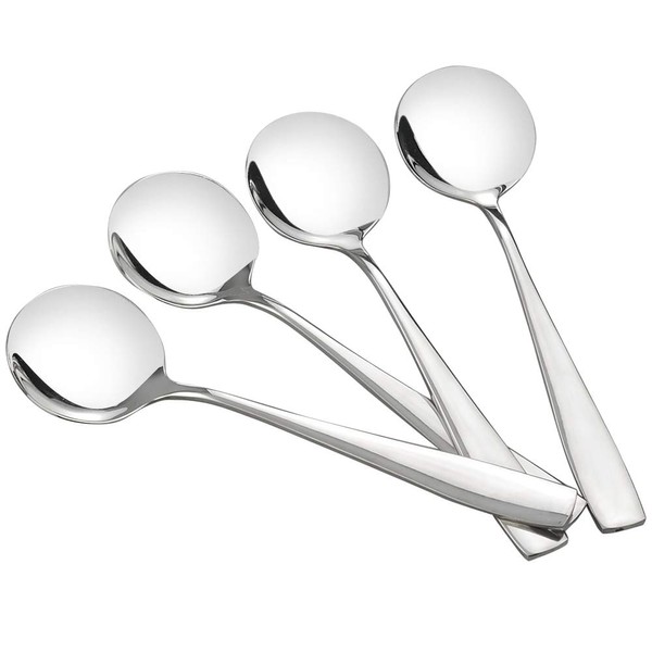 HOMMP 16-Piece Soup Spoons Set, Stainless Steel Round Bouillon Spoons