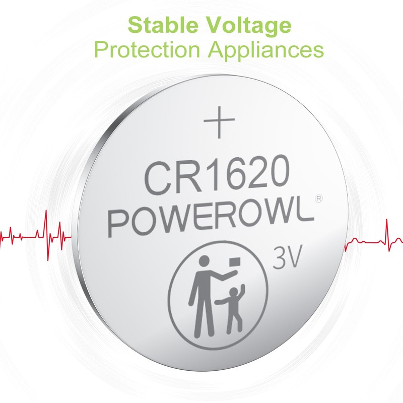 POWEROWL High Capacity CR1620 Battery (15-Pack) 3v Lithium Batteries, 10