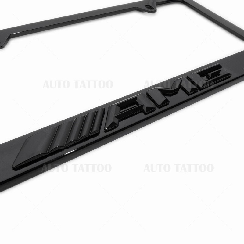 AutoTattoo 1x Mercedes-AMG 3D Gloss Black License Plate Frame Cover