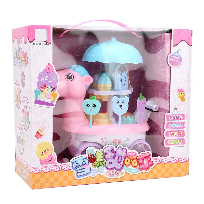Electric Ice Cream Trolley Cart Pretend Play Food Dessert Children