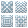 Set of 4 Luxton Aqua Blue Hamptons Cushion Covers Home
