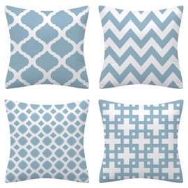 Set of 4 Luxton Aqua Blue Hamptons Cushion Covers Home Decoration Light Blue Cushion Covers 45x45cm