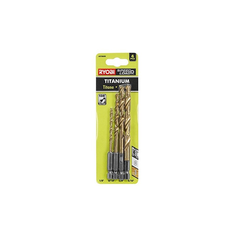 Ryobi AR1860G Hex Shank Titanium Drill Bit Set (4-Piece)