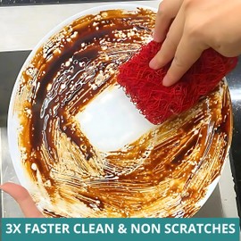 Vietnam Dish Washing Net Cloths, Non-Scratch Scouring Pads, Odorless & Long Lasting Mesh Dish Cloth, Quick Dry, Replace Sponges with Smell, Perfect Scrubber for Kitchen, Bathroom(3)