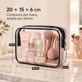 Set de 3 Bolsas de Maquillaje Transparentes de Viaje