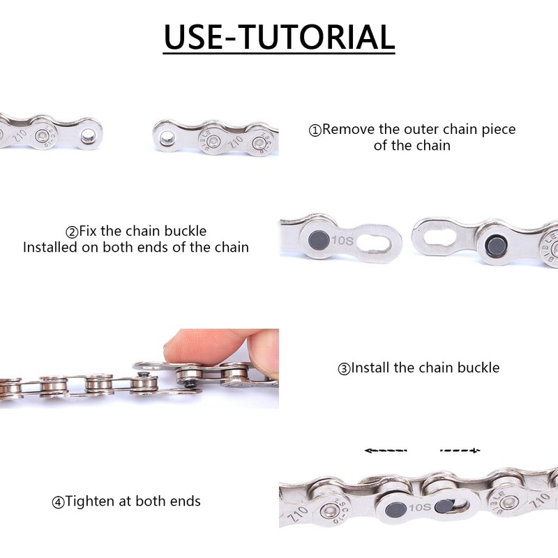 YUTOU 8 Pairs Bicycle Chain Fastener Reusable Bicycle Chain Link
