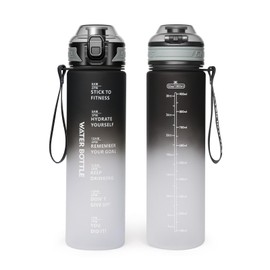 Binudum Drinking Bottle, Leak-Proof Sports Water Bottle with Time Marking, BPA-Free, Tritan Water Bottle, Lightweight, Reusable, Robust, Sports Bottle for Fitness, Bike, Yoga, Outdoor, School