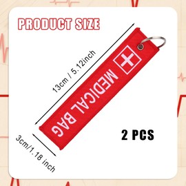 BOXOB 2pcs Medical Alert Tags for Bag, Double-Sided Medical Equipment Luggage Tag Durable Red Keychain for Backpack Luggage
