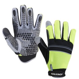 JORESTECH High Visibility Safety Silicone Dot Palm Grip Multipurpose Work Gloves (Large, Lime (Hi Vis))