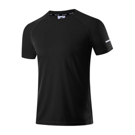 Holure Men's Sportswear Breathable Quick-Drying Short-Sleeved T-Shirt Black-XL