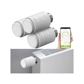 revolt Radiator Valves: Set of 3 Programmable Radiator Thermostats with Bluetooth and App (Thermostat Head, Elesion Thermostats, Radiator Thermostat Alexa)