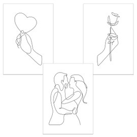 ChicResult Line Art Wandbilder Paarliebe 3er Set moderne Poster - Deko Bilder für Wohnzimmer, Schlafzimmer, Flur - Wanddeko (DIN A4 ohne Bilderrahmen)