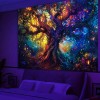 Simpkeely Blacklight UV Reactive Tapestry Trippy Neon Wall Hanging Glow