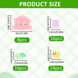 LALASTYLE 64pcs Luminous Resin Animal, Tiny Toy Resin Pigs, Rabbits, Bears, Ducks, Turtles and Frogs, Colorful Tiny Animals Glow in the Dark, Mini Landscape for Garden Dollhouse Ornament