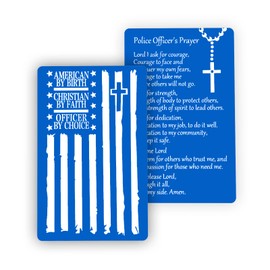 Tarjeta de oración de metal para oficiales de policía grabada, tarjeta de regalo de graduación grabada en una tarjeta de cartera de metal (6 piezas, azul V)