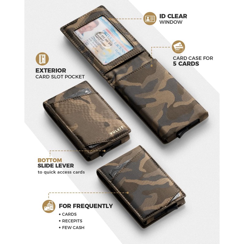 VULKIT Slim Wallet for Men Pop Up Card Holder Minimalist