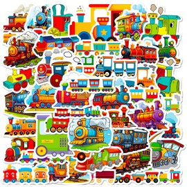 Train Sticker Set 50 Pieces Cute Decoration for Car Laptop Skateboard Bicycle Moped Motorcycle Bicycle Computer Suitable for Adults Children