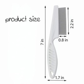 Pet Grooming Comb, Ergonomic Handle Design, Fine Metal Teeth, White
