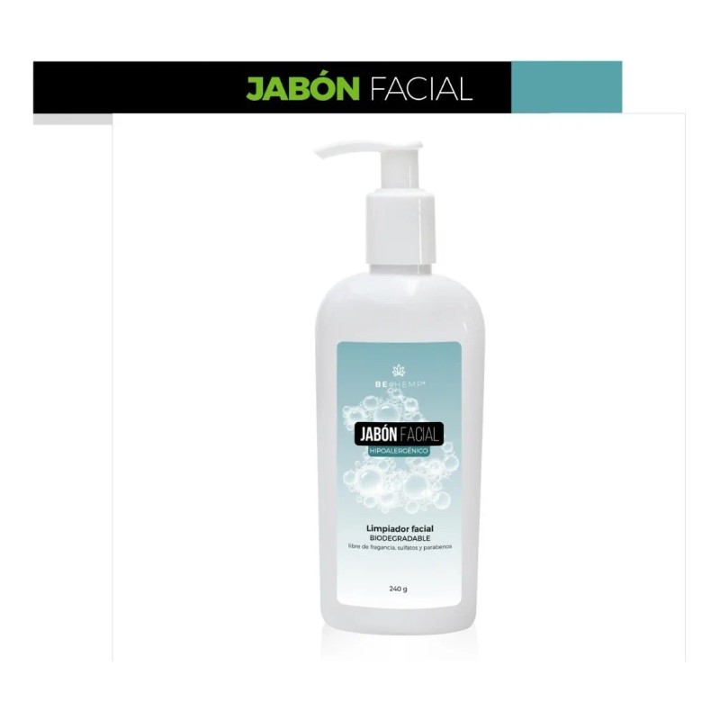 Jabón Facial Hipoalergénico Para Piel Sensible 250ml Beohemp