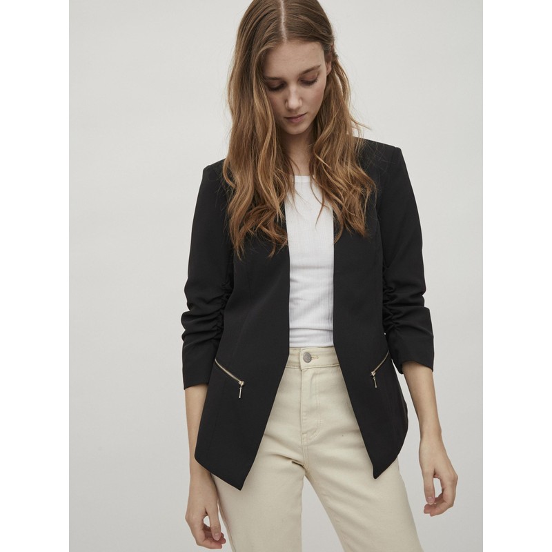 Vila Women’s 3/4-Sleeve Blazer, black