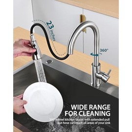 Kitchen Faucet with Pull Down Sprayer, Brushed Nickel High Arc Single Handle Kitchen Sink Faucet for Pot Filler, Stainless Steel Commercial Modern Rv Farmhouse Camper Laundry Bar Sink Faucets
