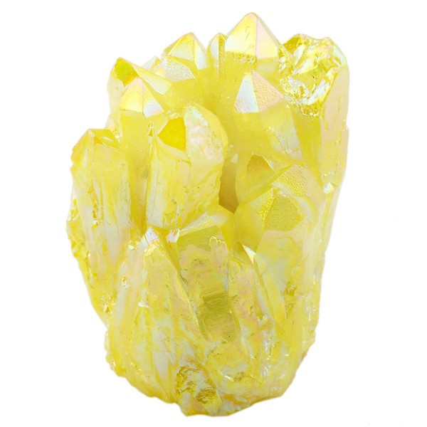 SUNYIK Lemon Yellow Titanium Coated Crystal Cluster,Quartz Gede Drusy Gemstone Specimen(0.2-0.3lb)