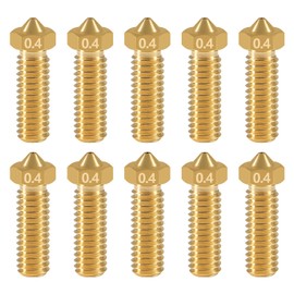Aokin 3D Printer Brass Nozzle for Volcano Nozzle, 10 Pcs 0.4mm Brass Nozzles for Anycubic Vyper, Kobra Max, Kobra Plus, 1.75mm Filament 3D Printer