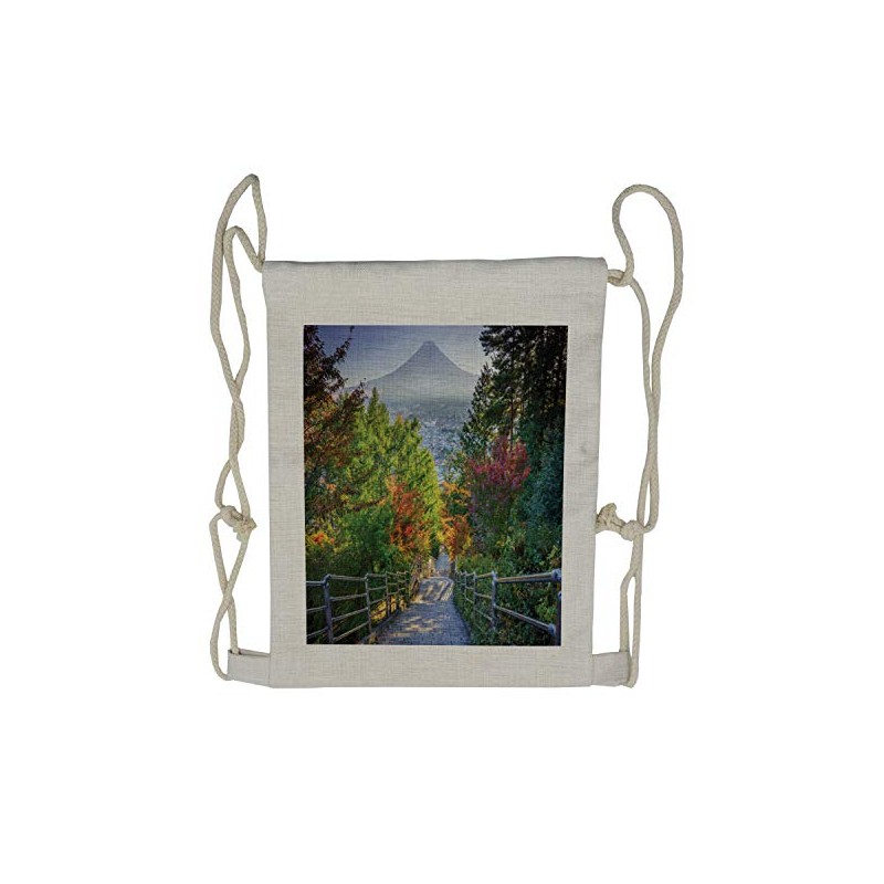 Ambesonne Nature Drawstring Backpack, Sakura Garden, Sackpack Bag