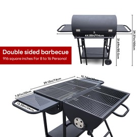 guogiyala Charcoal Grill - Charcoal Barrel Grill with side shelf, Large Stainless Steel BBQ Grill suitable for outdoor camping,backyards, and patios (Extra Large)