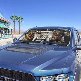 Qpednta Funny Sheepdog Car Windshield Sun Shade Folding Car Sun Shade for Front Window Heat and UV Rays Easy Storage Auto Interior Protector Universal Vehicle Accessories