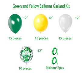 Retro Green and Yellow Balloons, 12inch Dark Green Yellow White Golf balloons for tractor Baby Show Soccer Birthday Party,city green theme tractor Party Decorations