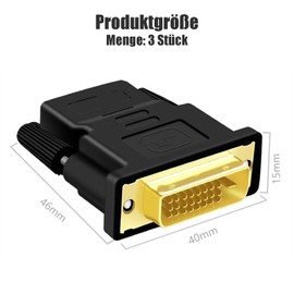 Leloco Bi-directional DVI to HDMI Adapter 3 Pieces HDMI Female to DVI (24+1) Male Adapter for Computer, Projector, Monitor, PC etc