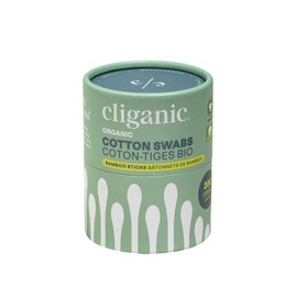 Cliganic Organic Bamboo Cotton Swabs, 100 Count