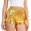Hupplle Women's Metallic Shorts Side Pockets Shiny Sparkly Hot Short