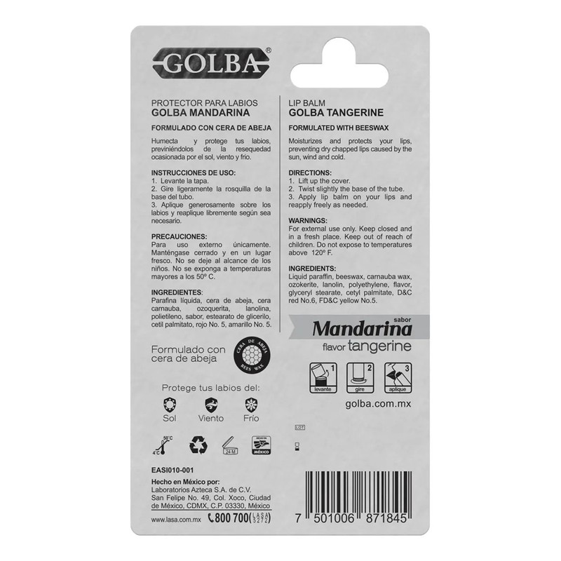 Balsamo Labial Golba Mandarina 4.5g