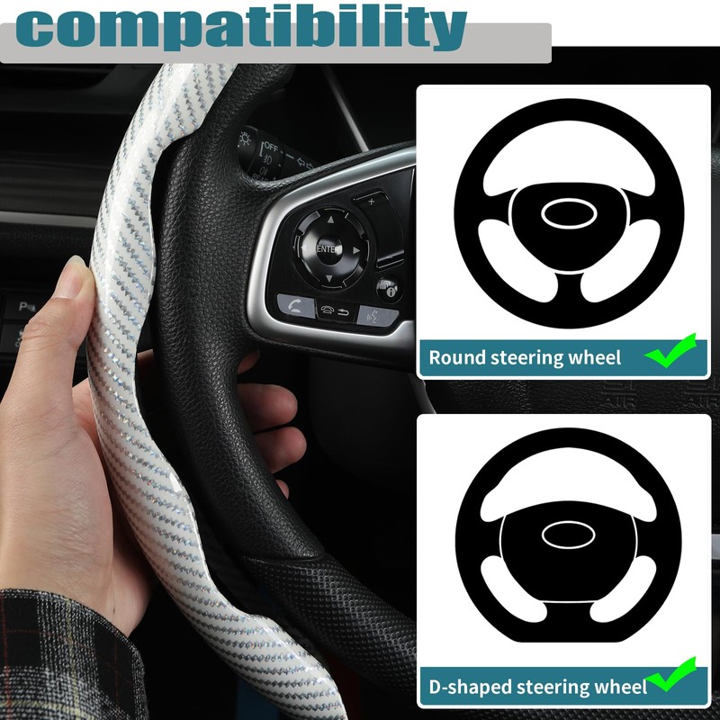 GIANT PANDA Carbon Fibre Pattern 3 Piece Steering Wheel Cover