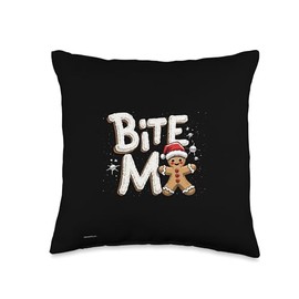 Bite Me Holiday Gingerbread Throw Pillow