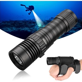 Trustfire DF006 Dive Light - 2300 Lumen Underwater Flashlight, 100 Meters Scuba Diving Light, IPX8 Waterproof, 3 Modes With Holder Glove