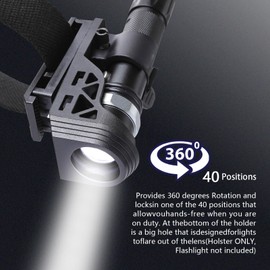 Tactical Flashlight Holster with Lever Side Lock System, Adjustable Belt, 360° Rotatable with Side Lock, Fits Flashlights with 1"-1.55" Diameter (Flashlight Not Included)