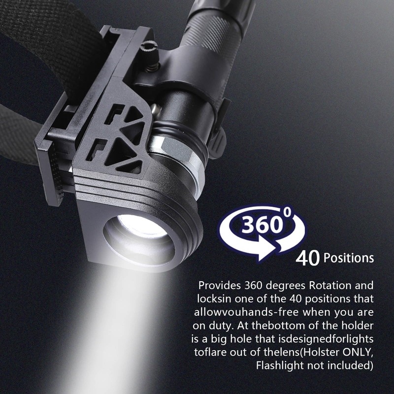 Tactical Flashlight Holster with Lever Side Lock System, Adjustable Belt,