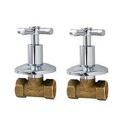 Weirun Brass G3/4 Water Shower Home Plumbing Shut Off Flow Control Valve Straight Replacement Part with Cross Handle 2 Pcs, Chrome