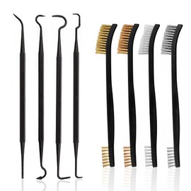 Mini Wire Brush, 8 PCS Double-headed Wire Brush Set of Stainless Steel Brass and Nylon Bristles Cleaning Special Hook Brushes for Cleaning Paint Rust Dirt