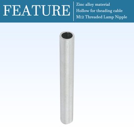 QUARKZMAN Lamp Pipe Nipple M12 Thread x 2 Hardware All Thread Hollow Centre for Hanging Ceiling Fans Silver Tone Zinc Alloy