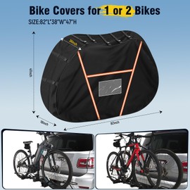 TwoPone Bike Cover for Transport 2 Bikes,600D Heavy Duty Bike Covers for 2 Bikes on Rear Bike Rack,Waterproof Bike Rack Cover Outdoor Storage