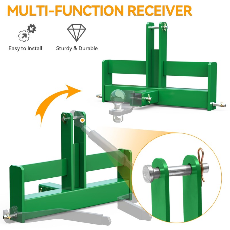 YINTATECH 3 Point Hitch Receiver for Category 1 with 2"