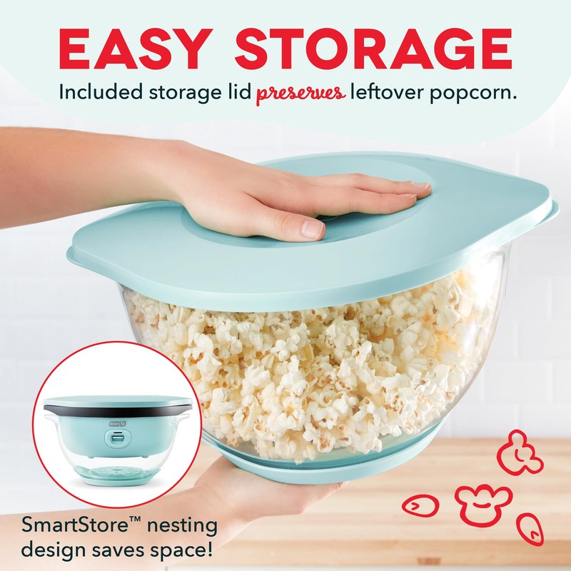 DASH SmartStore™ Deluxe Stirring Popcorn Maker, Hot Oil Electric Popcorn