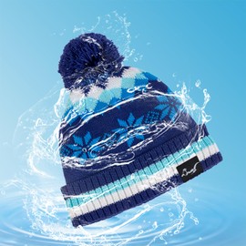 OTTERSHELL Waterproof unisex beanie hat for men and women - warm winter hat with soft fleece lining in ideal for running, skiing, snowboarding., Blue-P