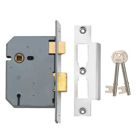 Union Locks 2277 3 Lever Mortice Sash Lock 77.5mm - Satin Chrome (Boxed)