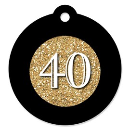 Adult 40th Birthday - Gold - Birthday Party Favor Gift Tags (Set of 20)