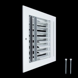 Fits 8x8 Duct Opening Aluminum 3-Way Adjustable Air Supply Grille by Handua | Curved Blade Register Vent Cover for Sidewall & Ceiling | White | Outer Size: 9.75" X 9.75"